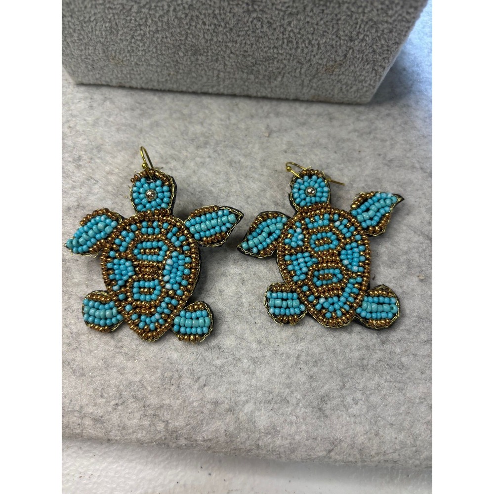 #13  Sea Turtle Seed Bead Earrings